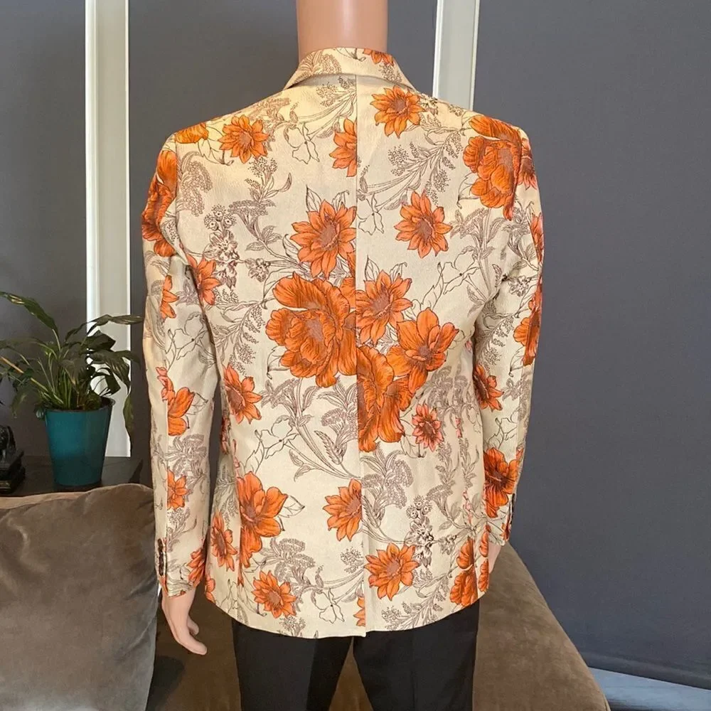Men’s Floral Suit Jacket Blazer Prom Party Wedding Slim Fit Size 34 NWT